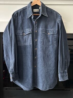 John Weitz Vintage Navy Corduroy Button-Up (100% Cotton)